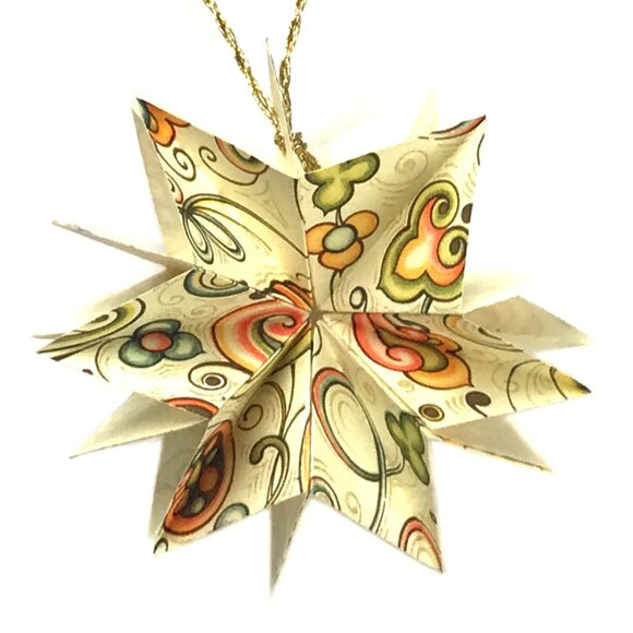 Tiny Star Ornament, Floral Spirals - Picture 1 of 6